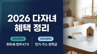 2026 다자녀 혜택 2자녀 3자녀 기준 비교