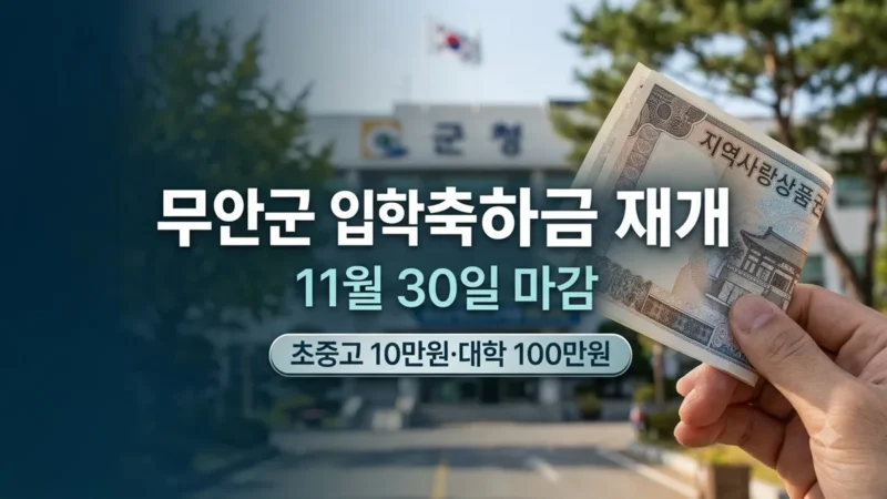 무안군 입학축하금 지급 재개 및 신청 안내
