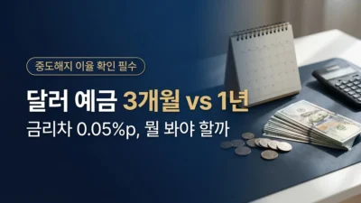 달러 예금 3개월과 1년 금리 비교 정리